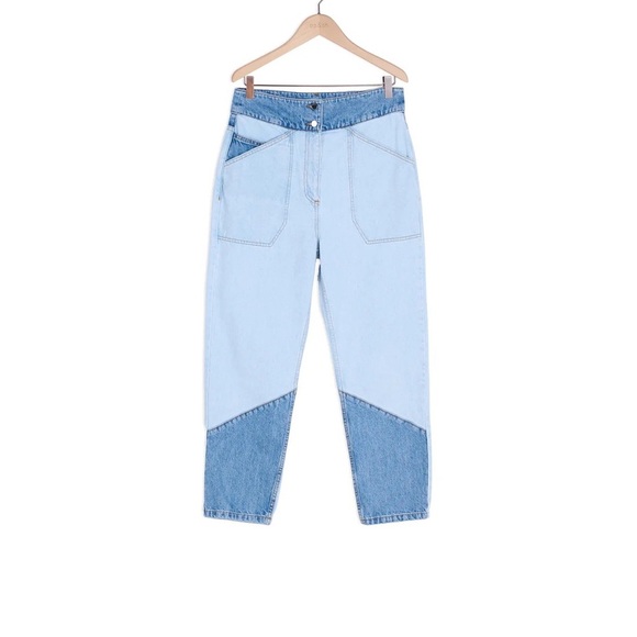 ba&sh Apolo Color Block Ankle Jeans in Blue Jeans size 1/ small - Picture 1 of 16